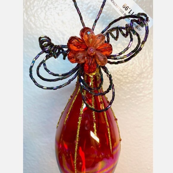 Vintage Christmas Glass Ornaments Red Teardrop Round W Beads Decor Set of 2 NWT - Picture 9 of 15